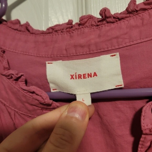 Xirena Halsey Button Down Shirt Blouse Large in Deep Rose - Picture 5 of 7